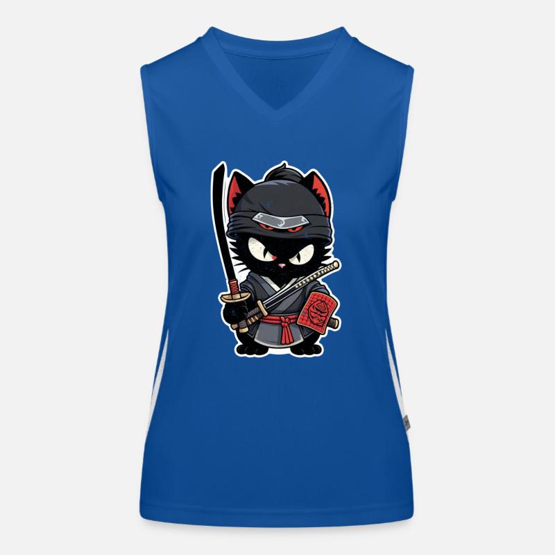 Ninja Katze - Samurai Kätzchen Funktionelles Kontrast-Tank Top für Frauen
