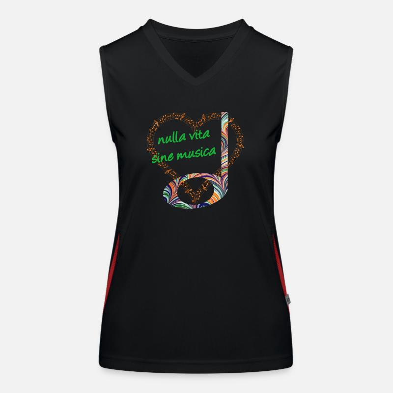 half note e 7 no life without music latin Women's Functional Contrast Tank Top