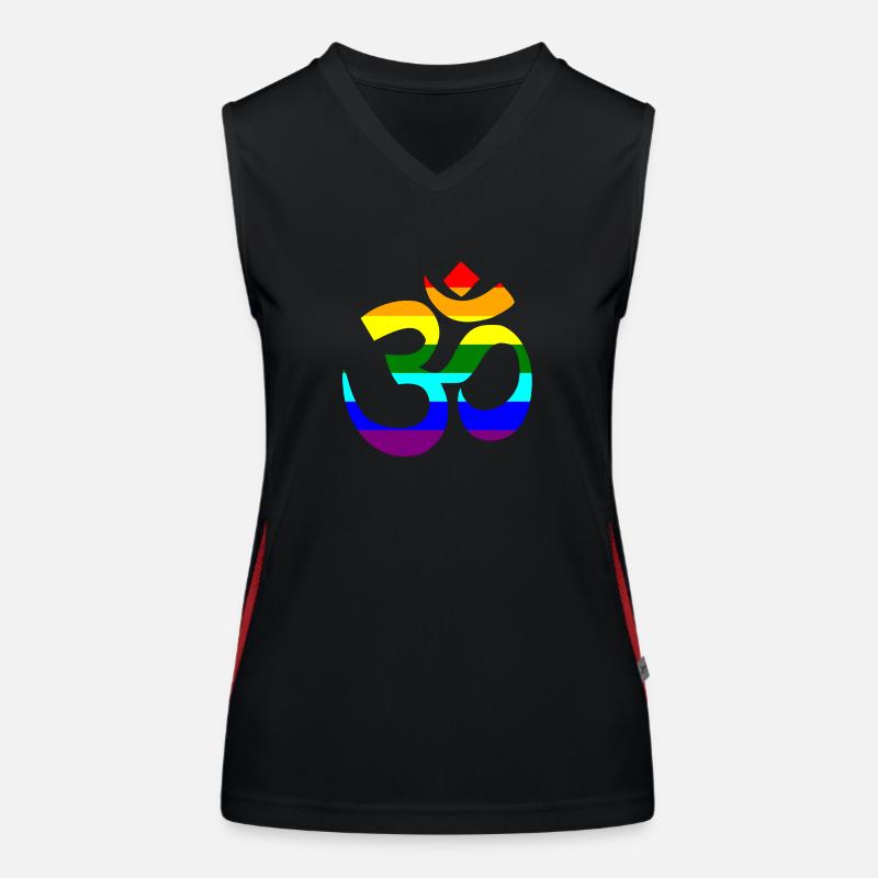 Regenbogen Om Zeichen Funktionelles Kontrast-Tank Top für Frauen