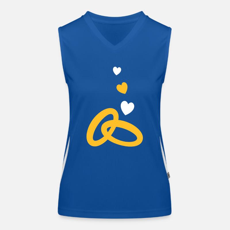 zwei Gold-Ringe mit der Ehe Hochzeit Funktionelles Kontrast-Tank Top für Frauen