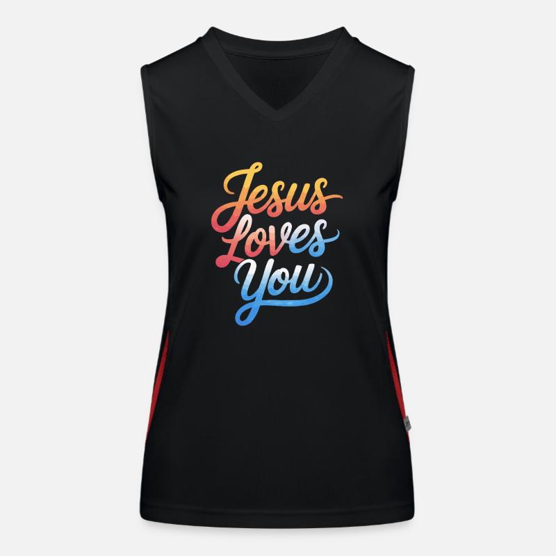 Jésus vous aime ! Débardeur respirant contrasté Femme
