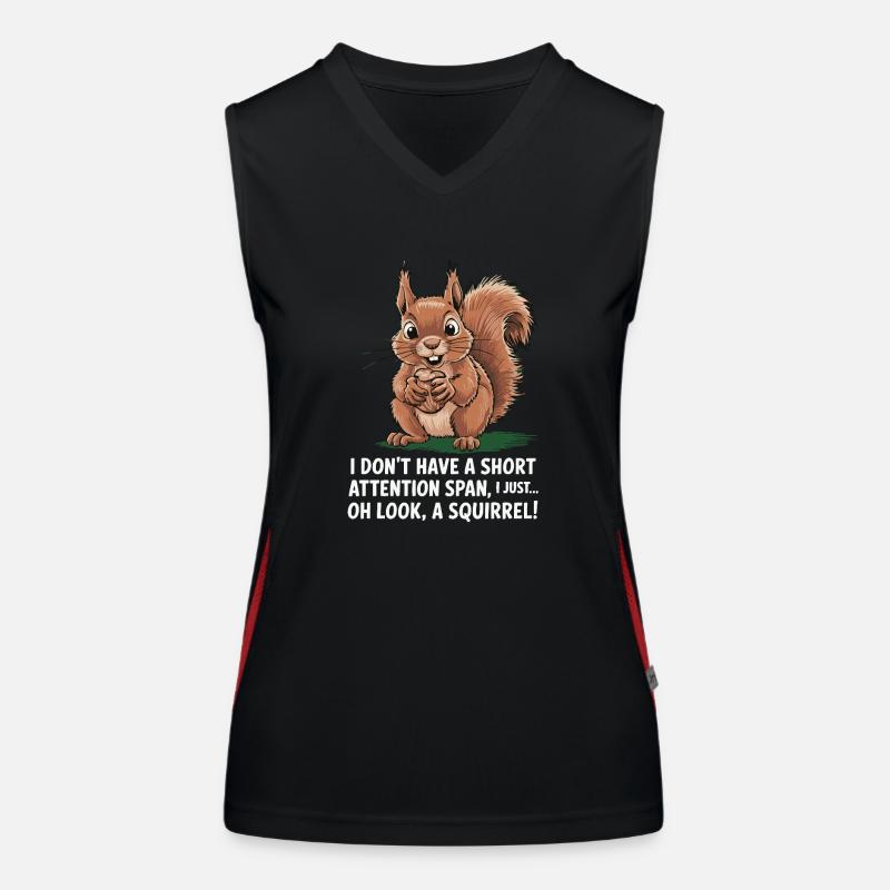 ADHD? Oh look, a squirrel! - Women's Functional Contrast Tank Top - black/red