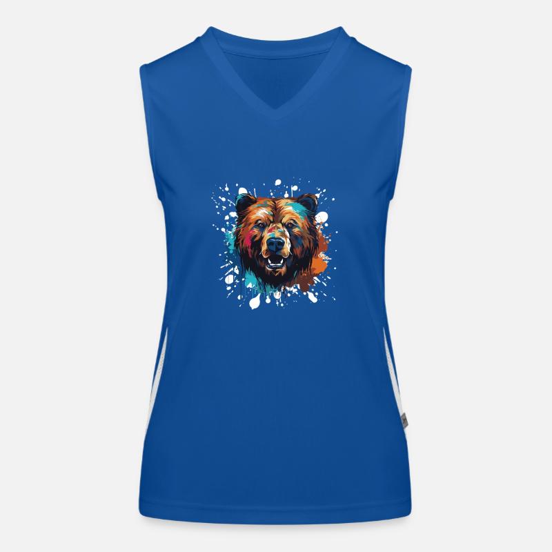 Bär Tier Pop Art Kopf Funktionelles Kontrast-Tank Top für Frauen