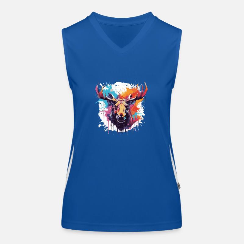 Elch Tier Pop Art Kopf Funktionelles Kontrast-Tank Top für Frauen