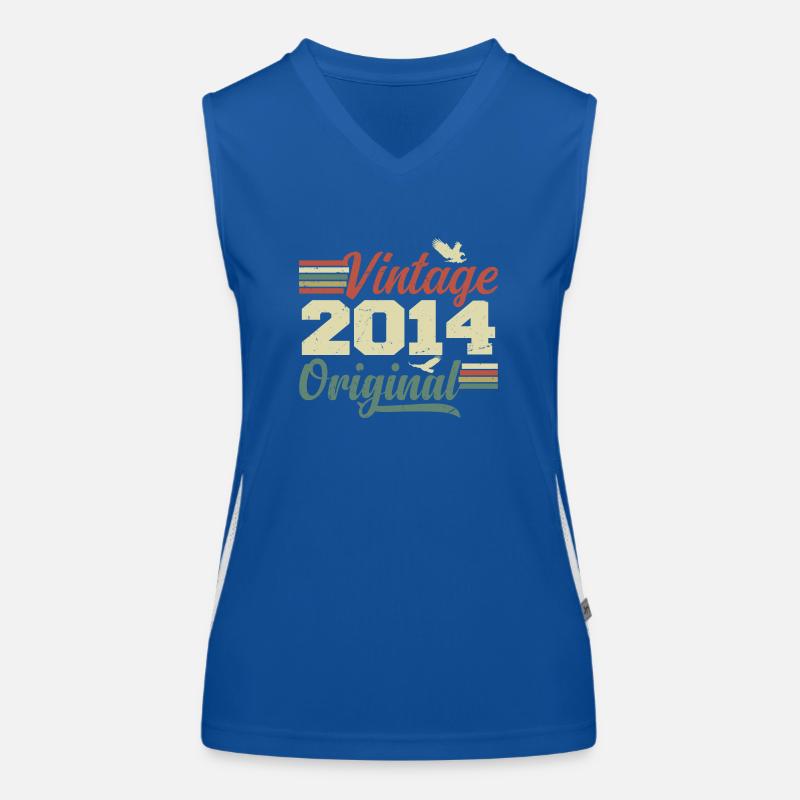 Vintage 2014 Retro Jubiläumsgeschenk Funktionelles Kontrast-Tank Top für Frauen