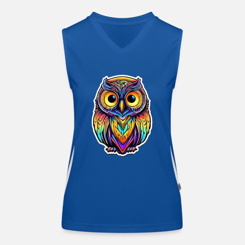 Psychedelic Owl Funktionelles Kontrast-Tank Top für Frauen