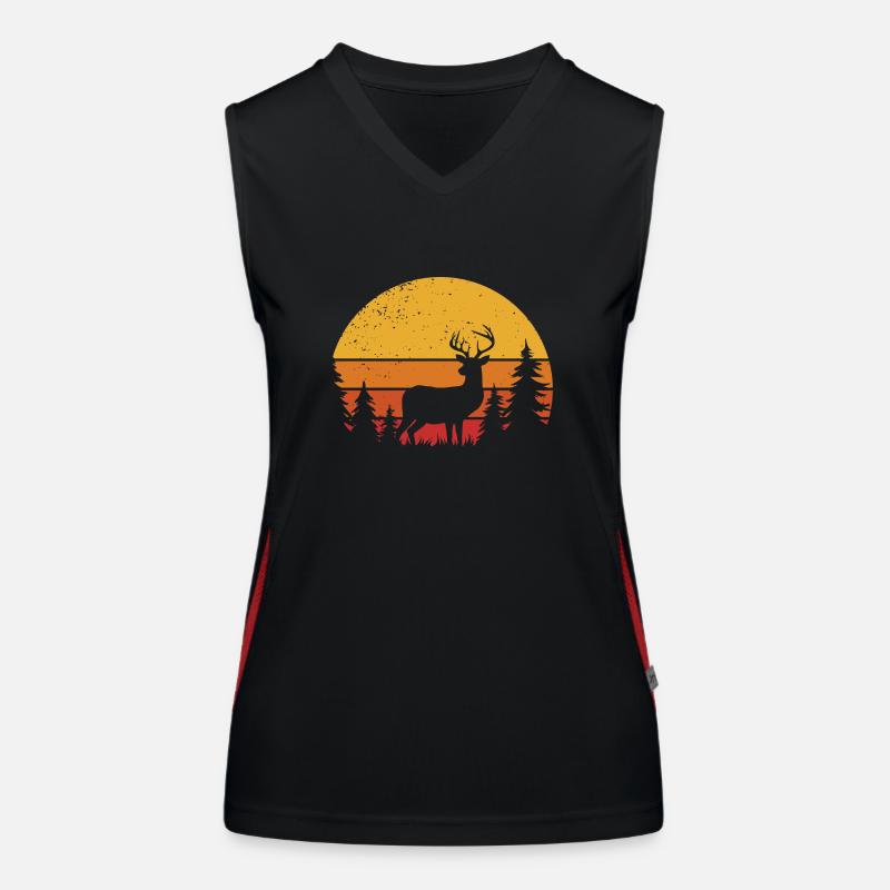 Cerf, Chasse, Cerf, Chasseur, Forêt, Nature Débardeur respirant contrasté Femme