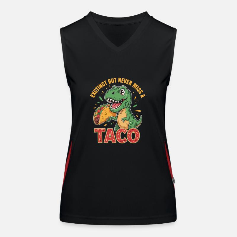 Dinosaurier lieben Tacos Cinco de Mayo design Funktionelles Kontrast-Tank Top für Frauen
