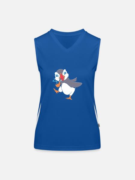 Papageientaucher Puffin - Funktionelles Kontrast-Tank Top für Frauen - Royal/Weiß - Vorne