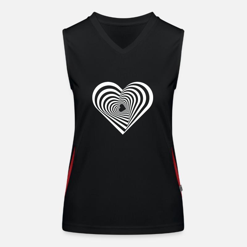 Heart Illusion - Optical Illusion Women's Functional Contrast Tank Top