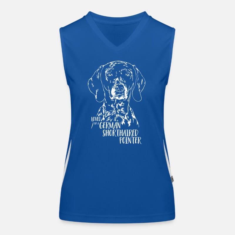 Loved by a German Shorthaired Pointer Hundespruch Funktionelles Kontrast-Tank Top für Frauen