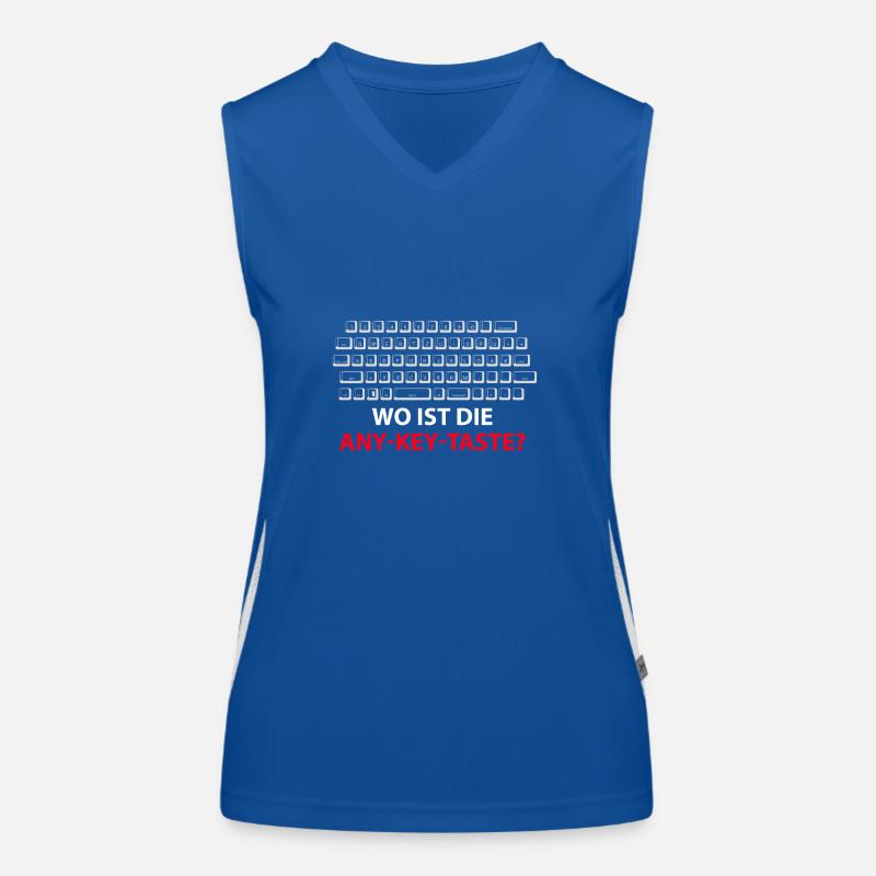 Where is the Any Key button? Any Key Women's Functional Contrast Tank Top