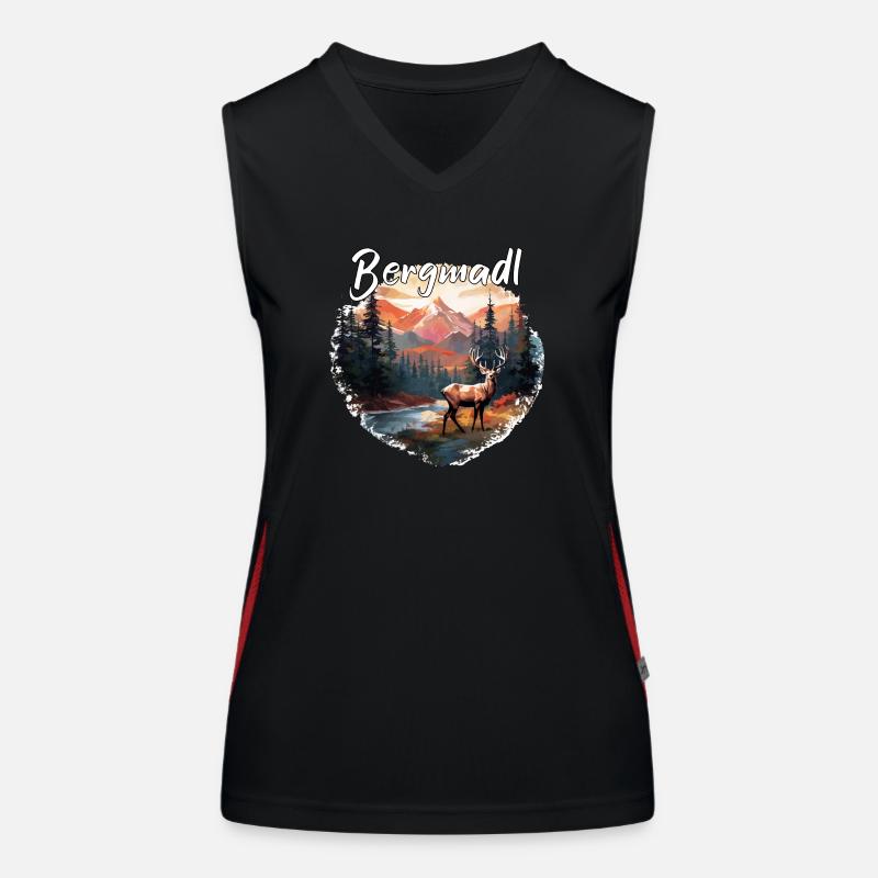 Hirsch Bergmadl Hirsch Geschenk Dorffest Wandern Funktionelles Kontrast-Tank Top für Frauen