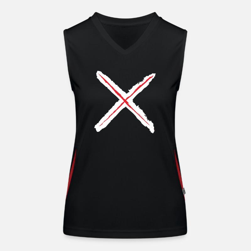 Red X - St. Andrew's Cross Grunge Style red on white Women's Functional Contrast Tank Top