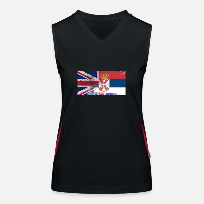 Britisches Serbien Serbisch Halbhalb UK Flagge Funktionelles Kontrast-Tank Top für Frauen