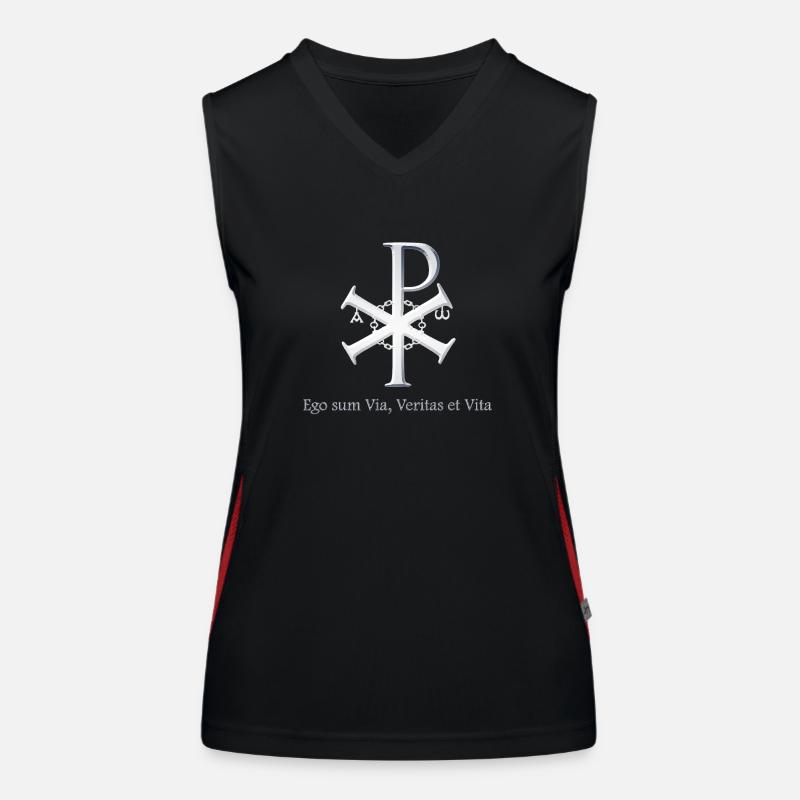 Symbol beginning end Alpha Omega God Christian Women's Functional Contrast Tank Top