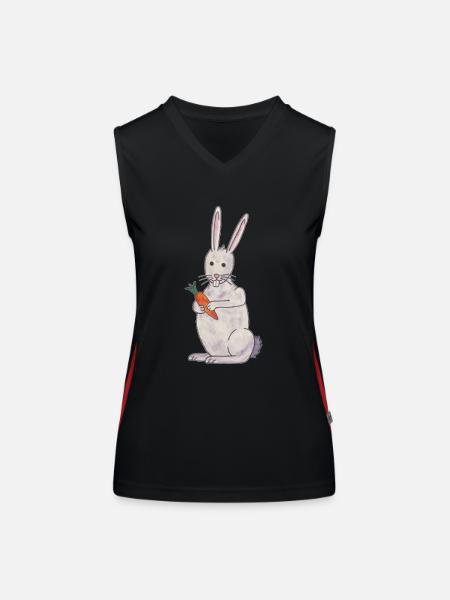 lapin mignon lapin avec carotte - Débardeur respirant contrasté Femme - noir/rouge - Devant