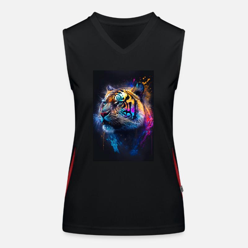 Coloured tiger with blobs Women's Functional Contrast Tank Top