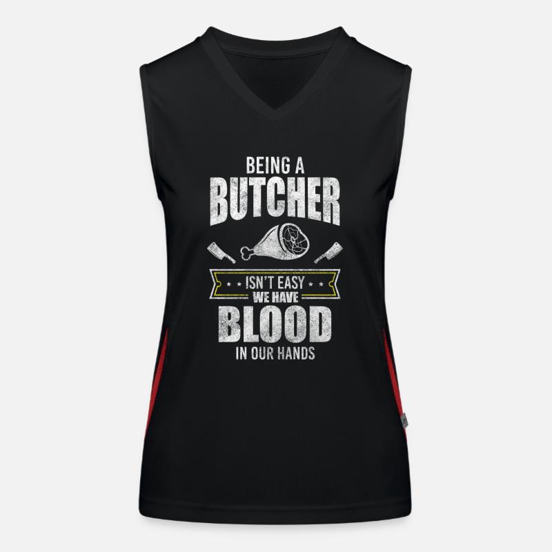 Fleischer Fleischerei Schlachten Funktionelles Kontrast-Tank Top für Frauen