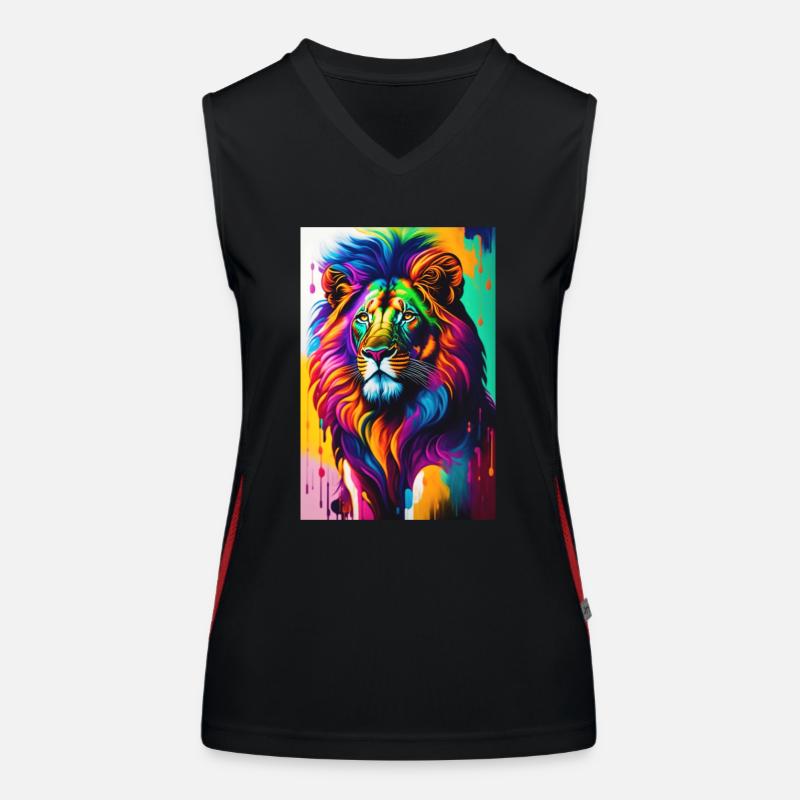 Bunter Löwe Funktionelles Kontrast-Tank Top für Frauen