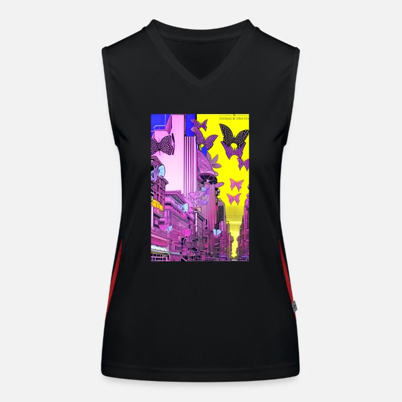 sidback unltd. - Metropole der Schmetterlinge Funktionelles Kontrast-Tank Top für Frauen