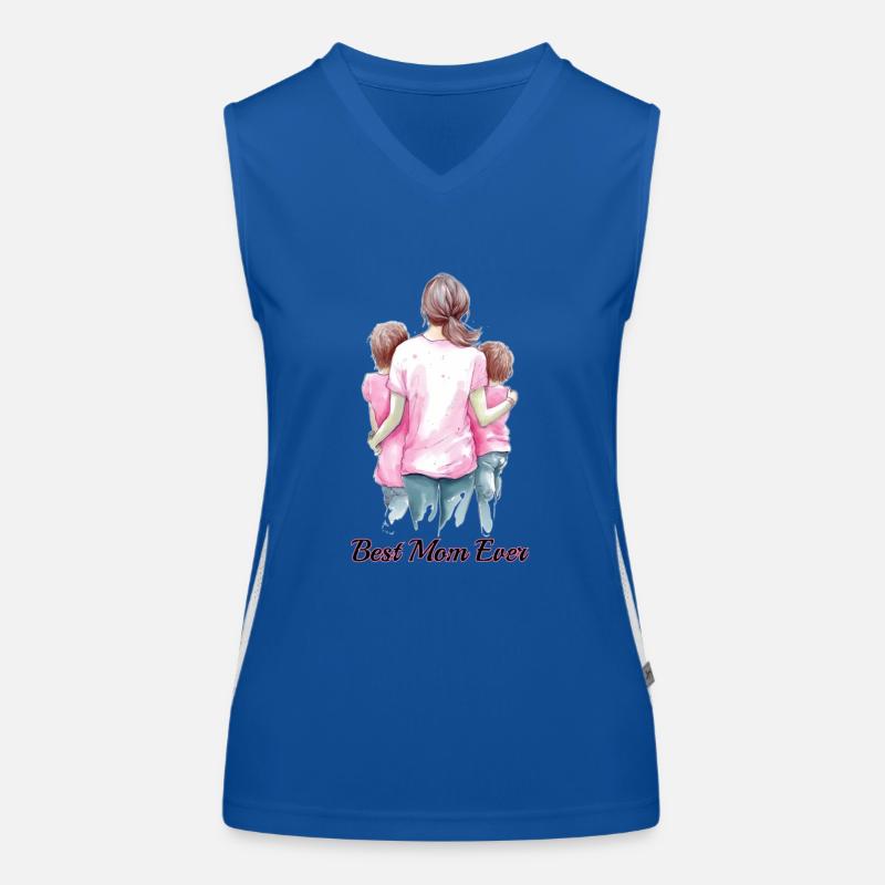 Mutter und Kinder von hinten Funktionelles Kontrast-Tank Top für Frauen
