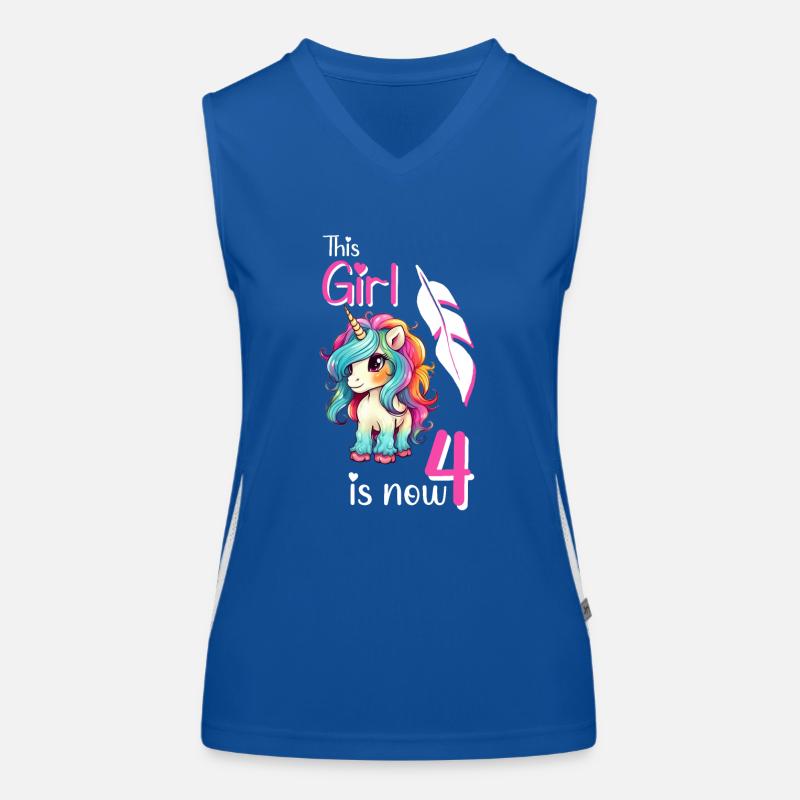 Einhorn Geburtstag 4 Jahre Funktionelles Kontrast-Tank Top für Frauen