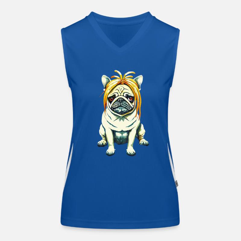 Pug with wig #PugLife Women's Functional Contrast Tank Top
