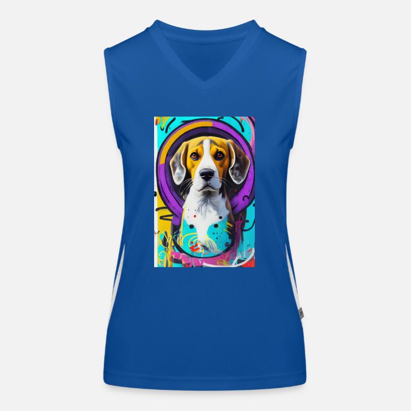 Impression pop art moderne | coloré | Chien Beagle Débardeur respirant contrasté Femme