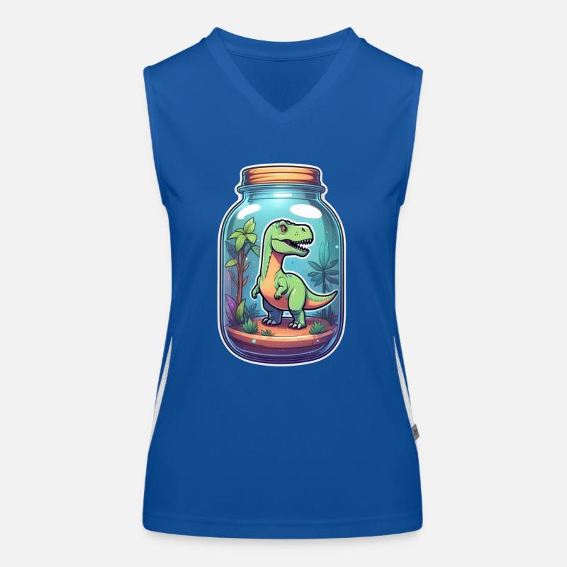 Dinosaurier in einem Cartoon-Glas Funktionelles Kontrast-Tank Top für Frauen