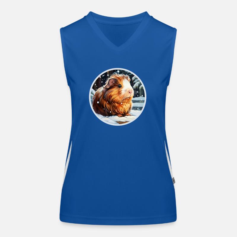 Guinea pig in winter night Women's Functional Contrast Tank Top