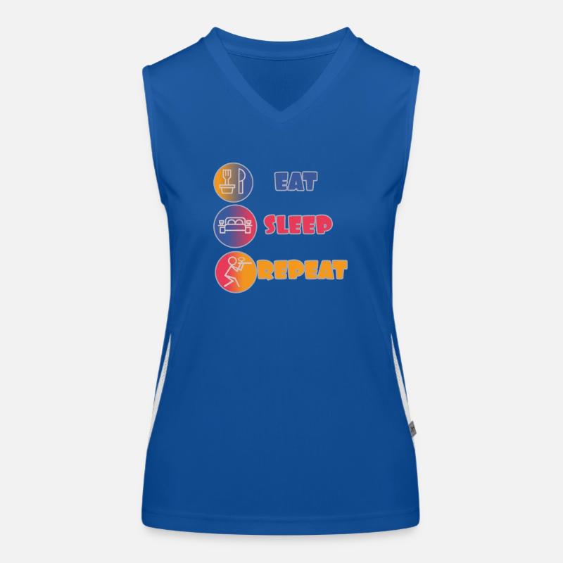 Eat sleep repeat paintball with icons Women's Functional Contrast Tank Top