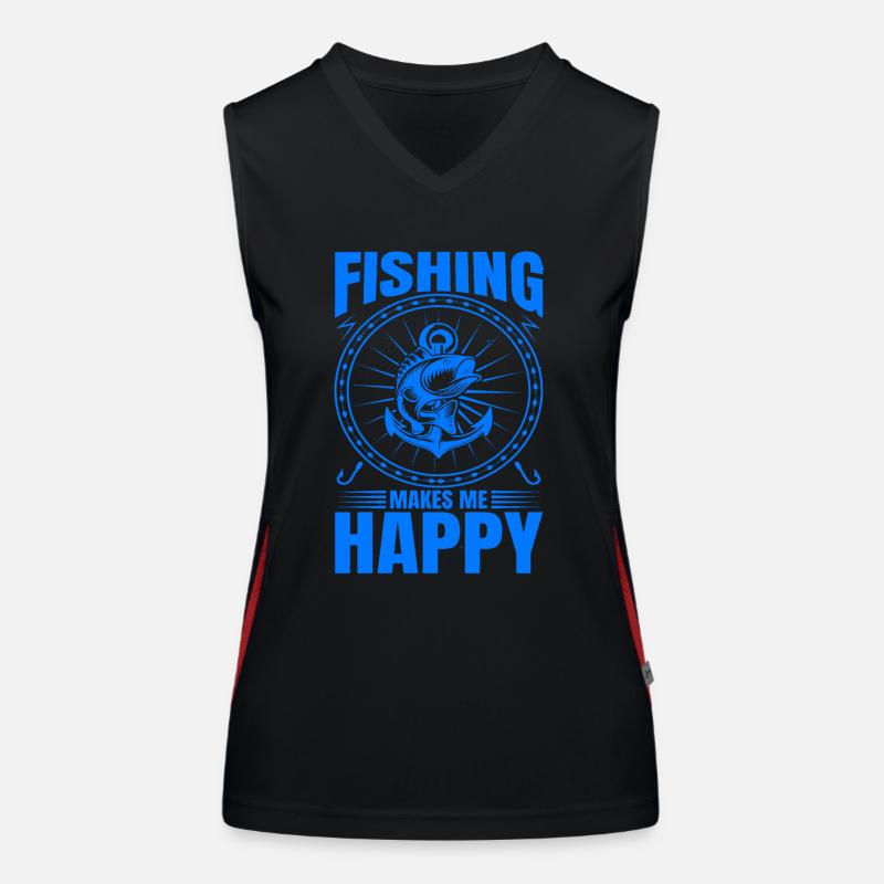 poisson, poisson, pêche, lac, mer, pêche, faune, exotique Débardeur respirant contrasté Femme