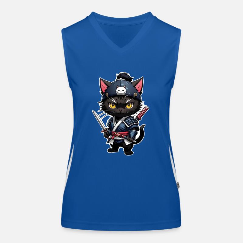 Ninja Katze - Samurai Kätzchen Funktionelles Kontrast-Tank Top für Frauen