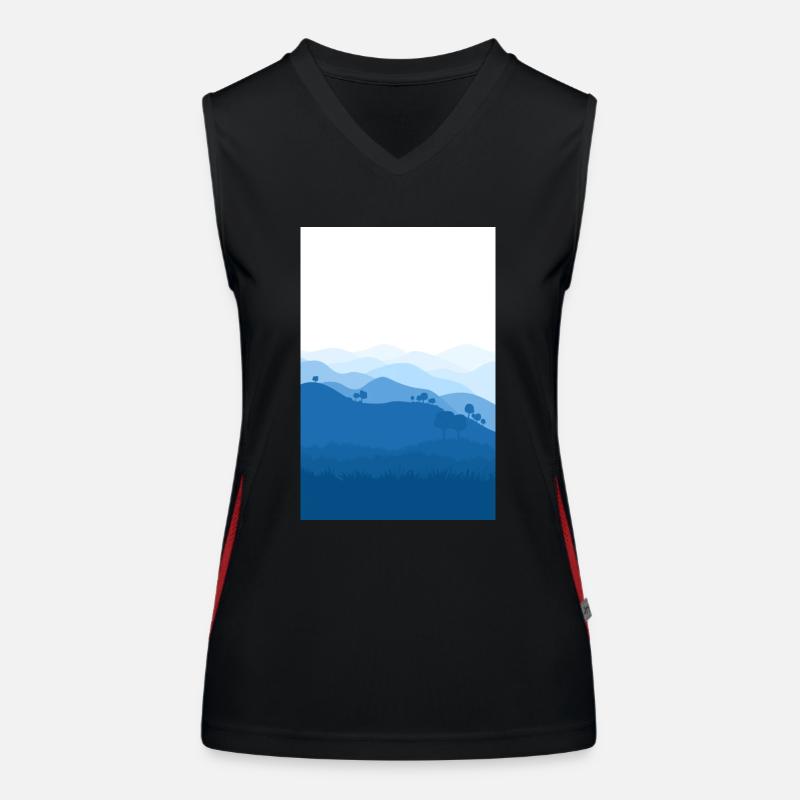 Blaue berge Hintergrund Funktionelles Kontrast-Tank Top für Frauen