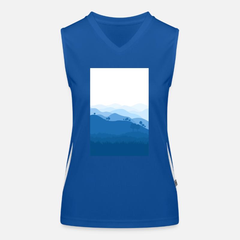 Blue mountains background Women's Functional Contrast Tank Top