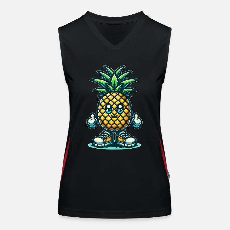 Cute pineapple - Women's Functional Contrast Tank Top - black/red