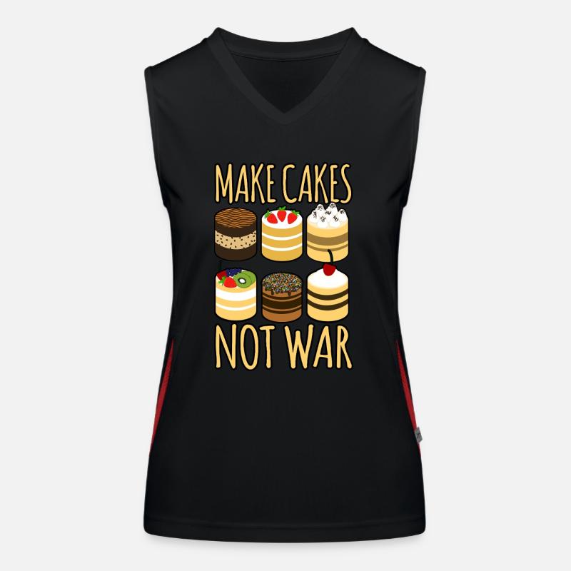 Make Cakes Not War Funktionelles Kontrast-Tank Top für Frauen