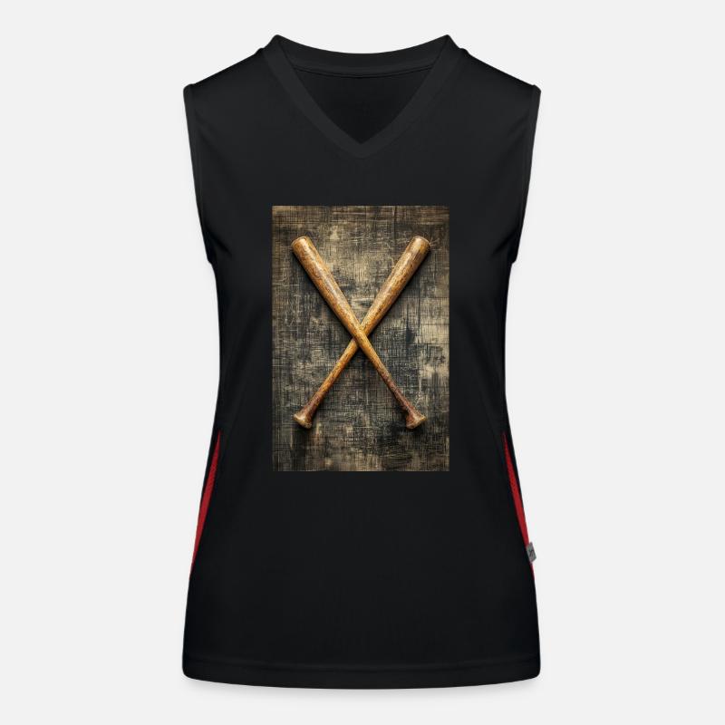 Aged Baseball Bats Crossed Women's Functional Contrast Tank Top