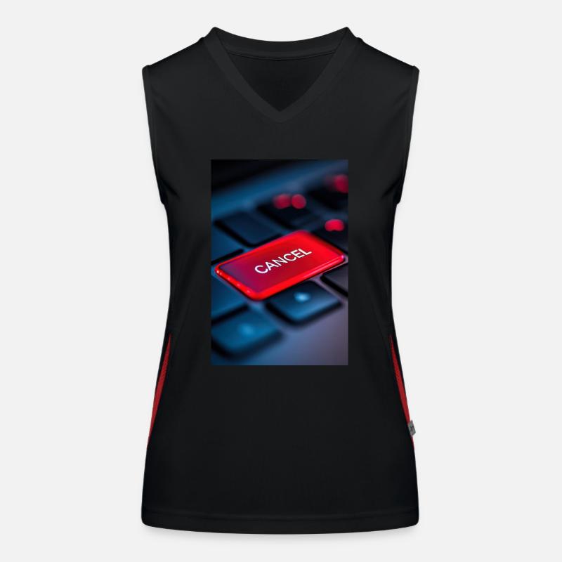 Red Cancel Key Highlight Women's Functional Contrast Tank Top