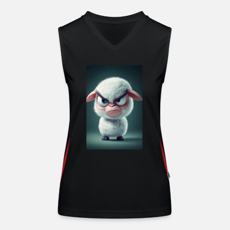 Grumpy Cartoon Sheep Mood Women's Functional Contrast Tank Top