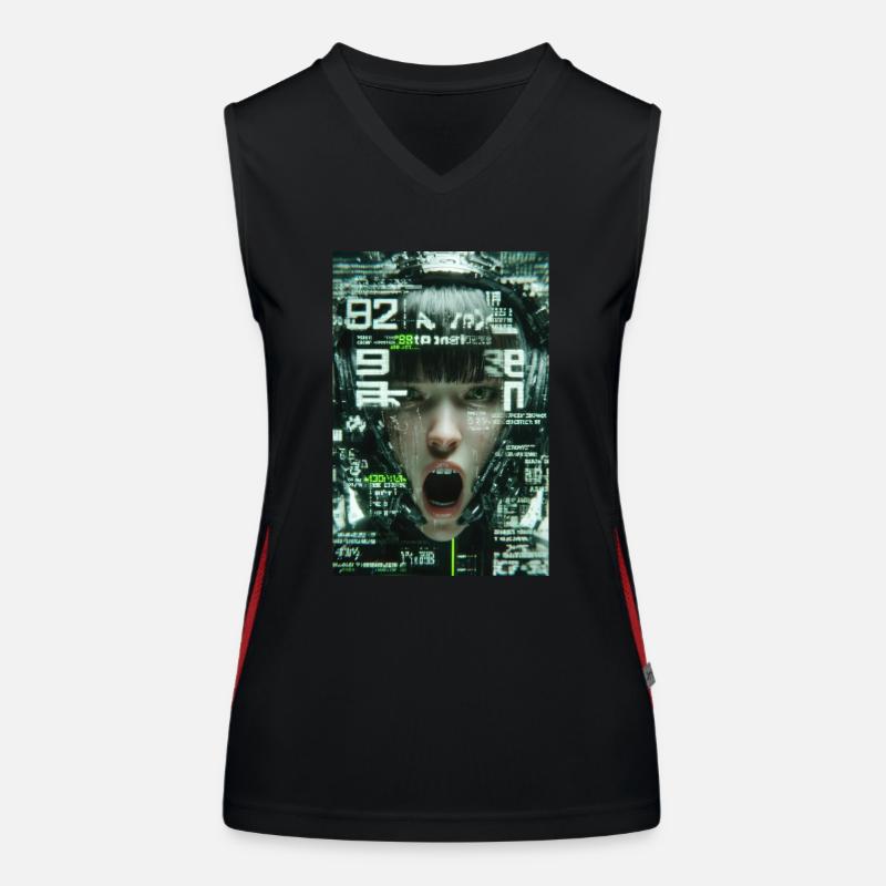 Cyberpunk Digital Scream Women's Functional Contrast Tank Top