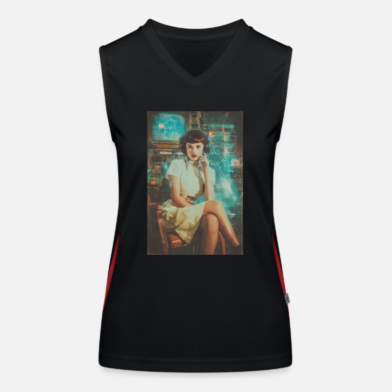 Retro Sci-Fi Operator Women's Functional Contrast Tank Top