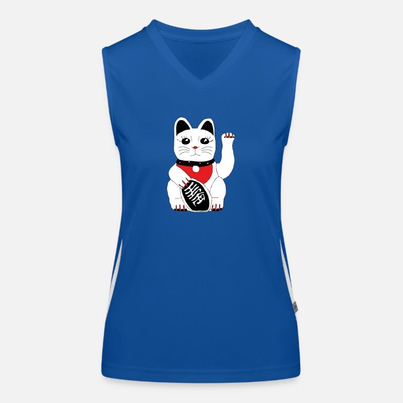 Winkekatze Funktionelles Kontrast-Tank Top für Frauen