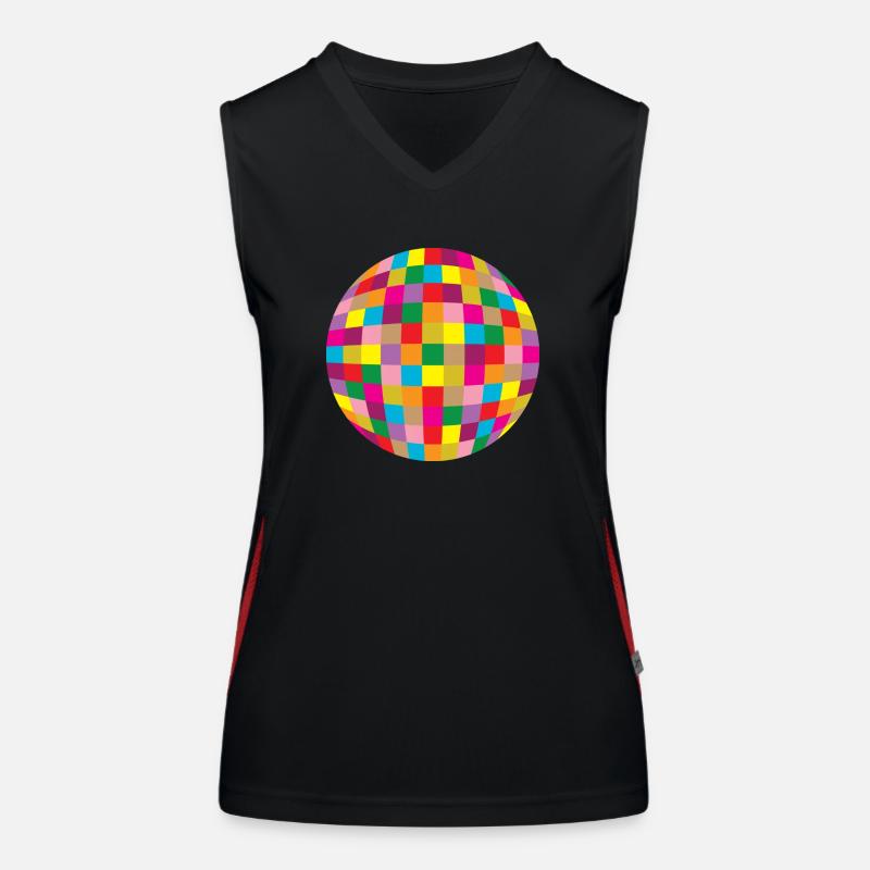 Disco ball - Women's Functional Contrast Tank Top - black/red
