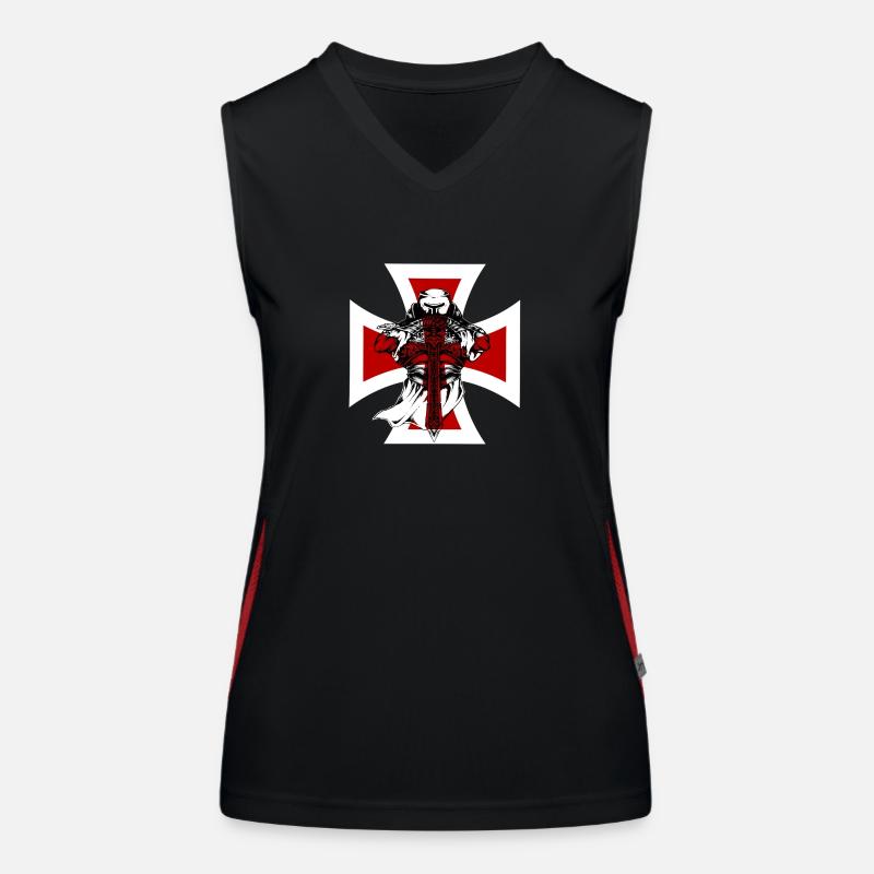 Crusader, Knights Templar crusader knight - Women's Functional Contrast Tank Top - black/red