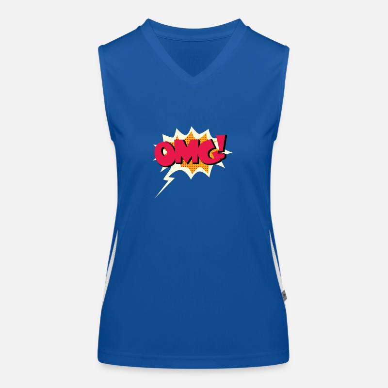 omg comic lettering Women's Functional Contrast Tank Top
