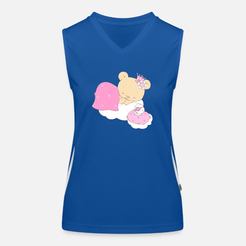 Bear princess sleeping on cloud Women's Functional Contrast Tank Top