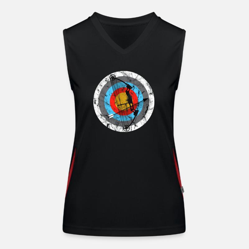Archery Target Compound Bow Gift - Women's Functional Contrast Tank Top - black/red