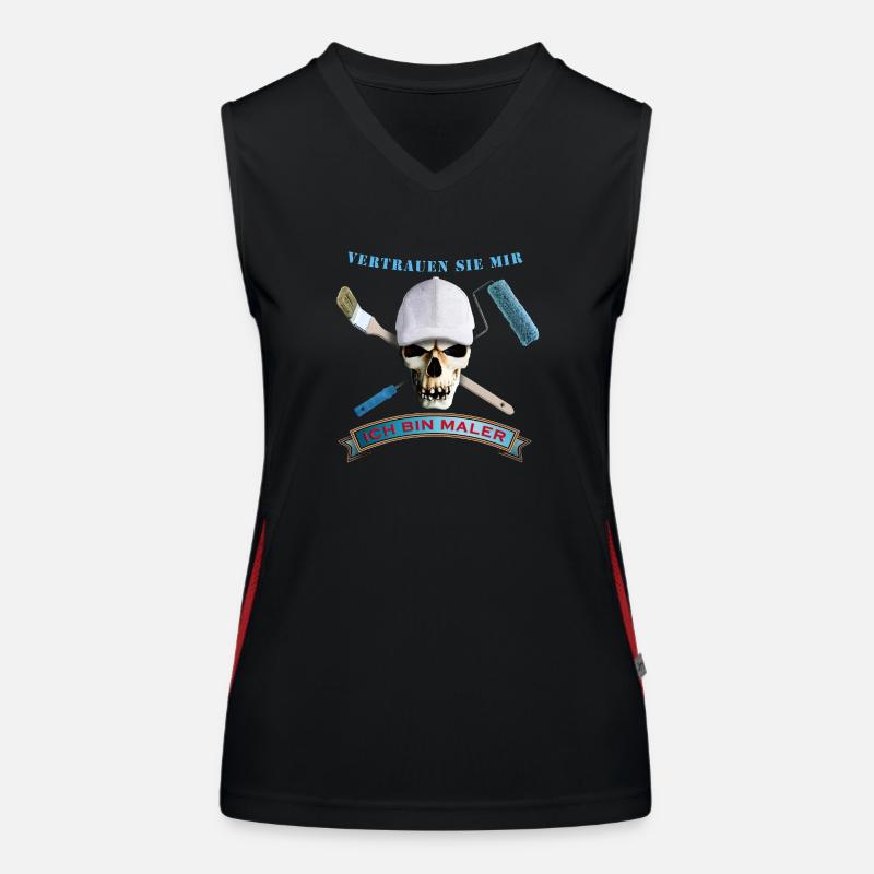 maler_totenkopf_pinsel_rolle_092016_b Funktionelles Kontrast-Tank Top für Frauen
